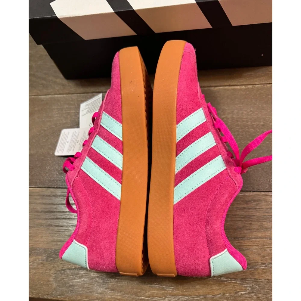 Adidas VL Court 3.0 K Pink Suede Mint Gum Sole Sneakers JS5013 Kids Size 5 US